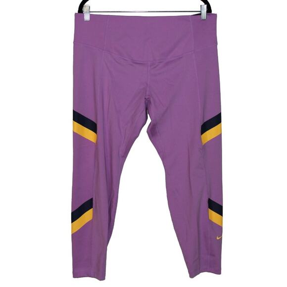 Nike Purple Stripe Detailed Training Leggings Size 1X NWT - Picture 2 of 4